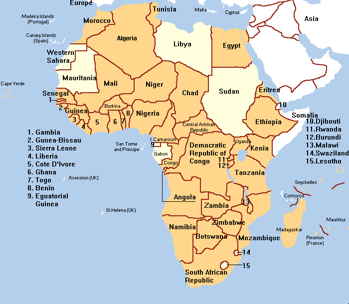 Africa beer caps map